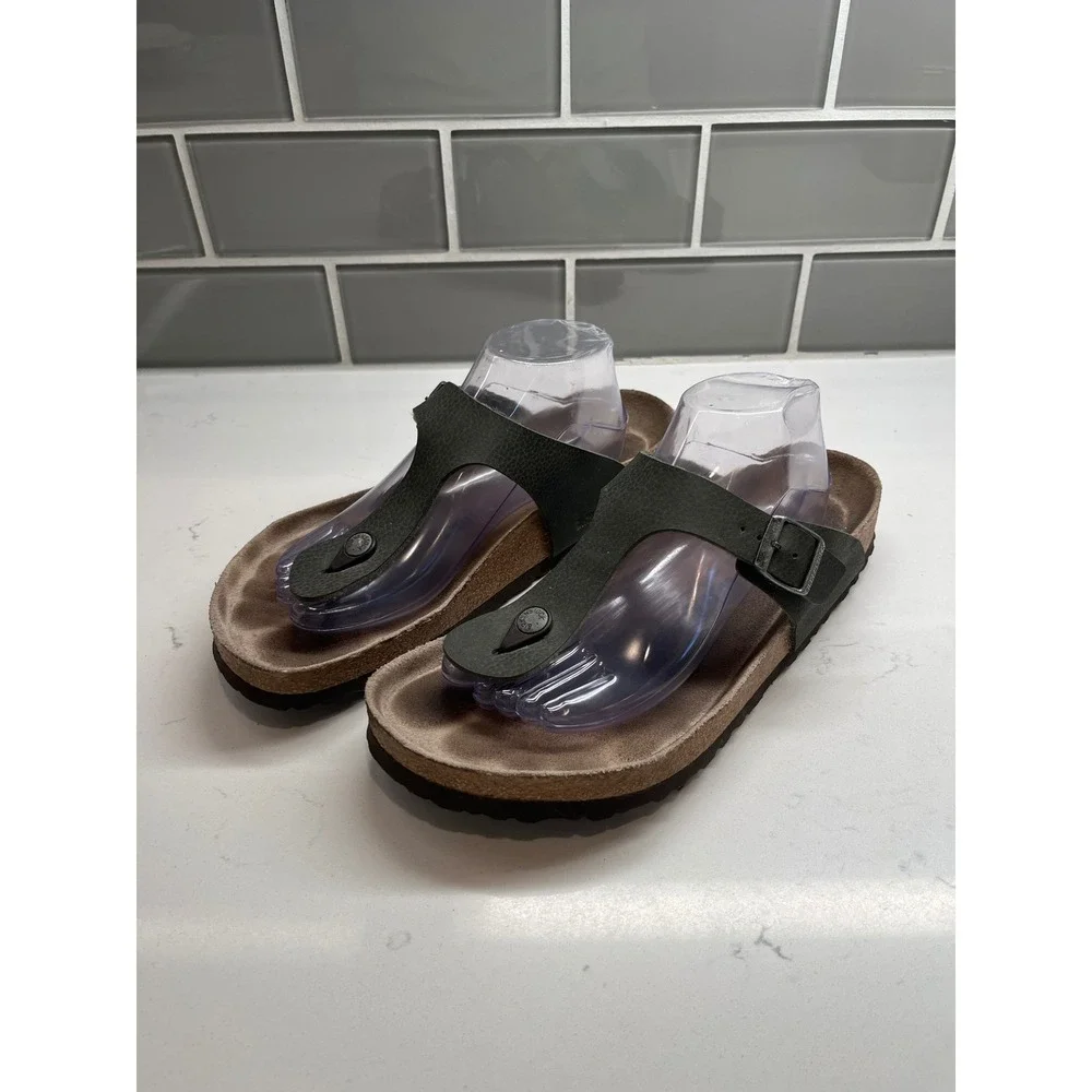 Birkenstock Gizeh Olive Green Birko-Flor Thong Sandals Mens 43 L12 M10 Germany